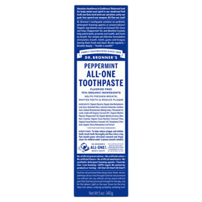 Dr. Bronner's Peppermint All-One Toothpaste, 5 oz