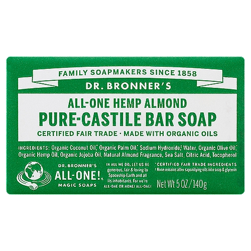Dr. Bronner's All-One Hemp Almond Pure-Castile Bar Soap, 5 oz
