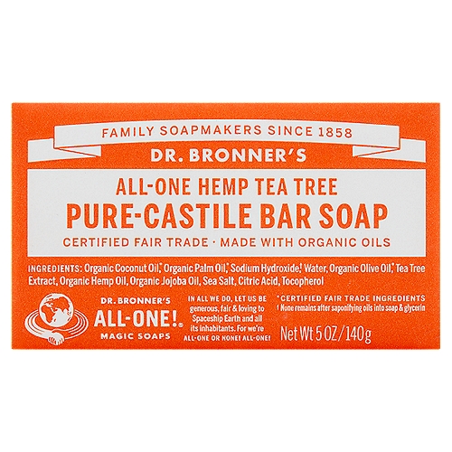 Dr. Bronner's All-One Hemp Tea Tree Pure-Castile Bar Soap, 5 oz