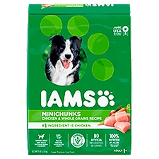 Iams  Minichunks Chicken & Whole Grain Recipe Adult 1+, Super Premium Dog Food Adult, 15 Pound