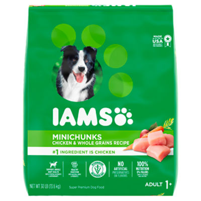 IAMS Adult Minichunks Small Kibble High Protein Dry Dog Food with Real Chicken, 30 lb. Bag