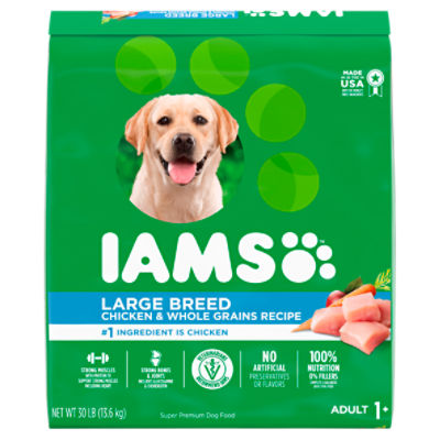 IAMS Adult High Protein Large Breed Dry Dog Food with Real Chicken, 30 lb. Bag