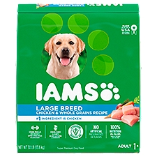IAMS Adult High Protein Large Breed Dry Dog Food with Real Chicken, 30 lb. Bag, 30 Pound