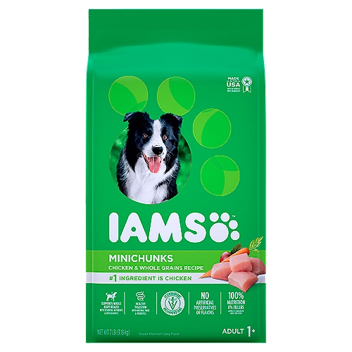 IAMS Adult Minichunks Small Kibble High Protein Dry Dog Food with Real Chicken, 7 lb. Bag