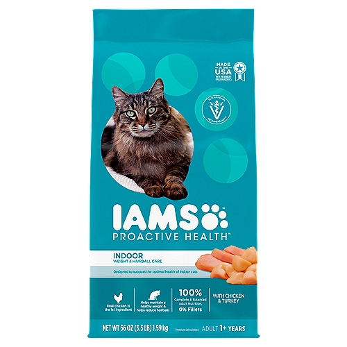 Iams Proactive Health Indoor Weight & Hairball Care Premium Cat Nutrition, Adult 1+ Years, 56 oz