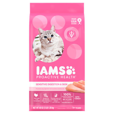 Iams Proactive Health Sensitive Digestion & Skin Adult Premium Cat Nutrition, 1+ Years, 48 oz