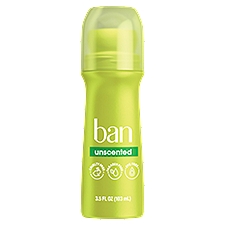 Ban Unscented Invisible Roll-On Deodorant, 3.5