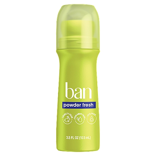 Ban Invisible Roll-On Antiperspirant Deodorant, 24 hour ProteCtion, Powder Fresh, 3.5 Oz