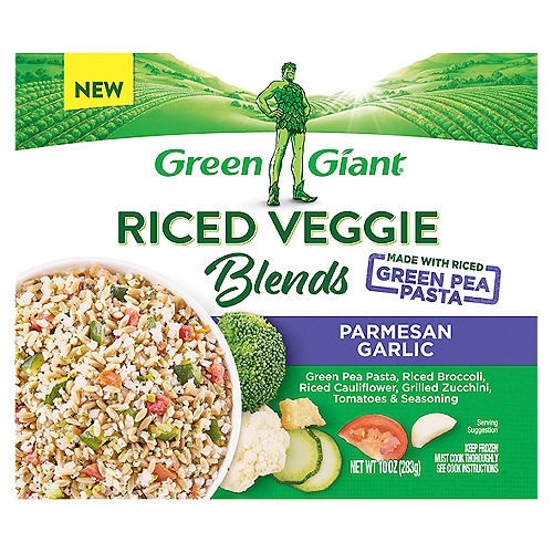 GG Riced Veggie Blends - Garlic Parmesan, 10 oz
Green Pea Pasta, Riced Broccoli, Riced Cauliflower, Grilled Zucchini, Tomatoes & Seasoning