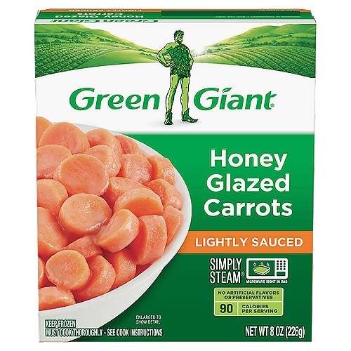 Green Giant Simply Steam Lightly Sauced Honey Glazed Carrots, 8 oz
Fits your lifestyle and your freezer.®
Green Giant® Simply Steam® vegetables are not only delicious, they come in freezer-friendly, easy-to-stack boxes, with a microwavable pouch inside. Great for a meal, side dish or snack—anytime.