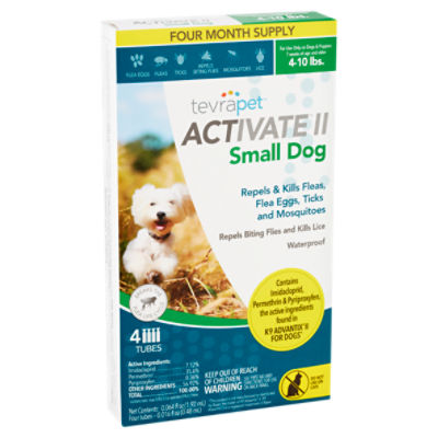 TevraPet Activate II Flea Treatment for Small Dogs, 0.016 fl oz, 4 count