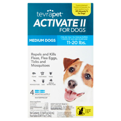 TevraPet Activate II Flea Treatment for Medium Dogs, 0.041 fl oz, 4 count