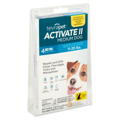 TevraPet Activate II Flea Treatment for Medium Dogs, 0.041 fl oz, 4 count