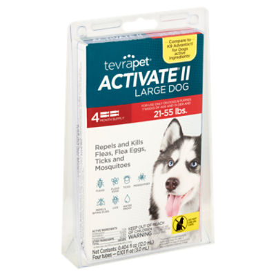 TevraPet Activate II Flea Treatment for Large Dogs, 0.101 fl oz, 4 count