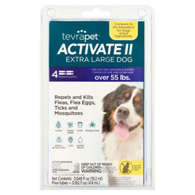TevraPet Activate II Flea Treatment for Extra Large Dogs, 0.162 fl oz, 4 count