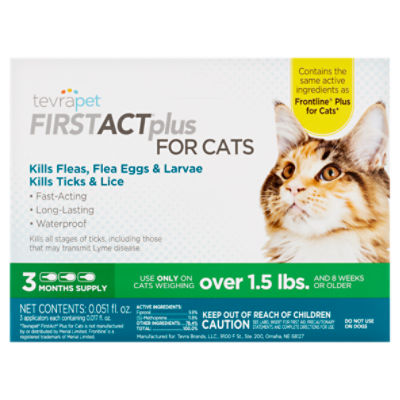 TevraPet FirstAct Plus Flea Treatment for Cats, 0.017 fl oz, 3 count