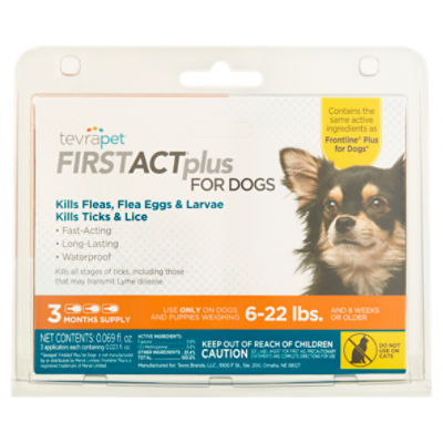 TevraPet FirstAct Plus Flea Treatment for Dogs, 0.023 fl oz, 3 count