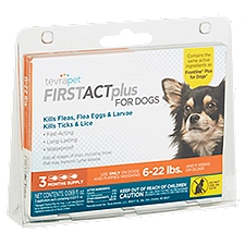 TevraPet FirstAct Plus Flea Treatment for Dogs, 0.023 fl oz, 3 count