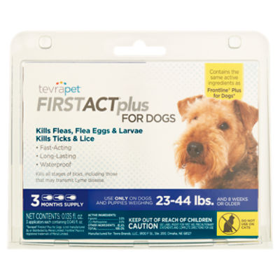 TevraPet FirstAct Plus Flea Treatment for Dogs, 0.045 fl oz, 3 count