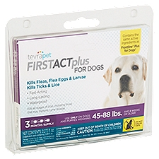 TevraPet FirstAct Plus Flea Treatment for Dogs, 0.091 fl oz, 3 count