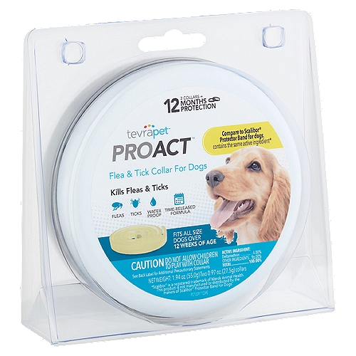 TevraPet ProAct Flea & Tick Collar for Dogs, 0.97 oz, 2 count