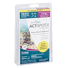 TevraPet Actispot II Flea Treatment for Medium Cats, 0.014 fl oz, 6 count
