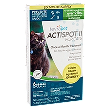 TevraPet Actispot II Flea Treatment for Large Cats, 0.027 fl oz, 6 count