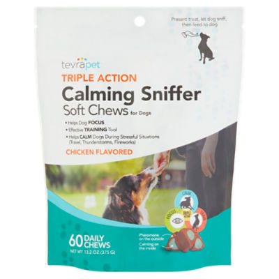 TevraPet Triple Action Calming Sniffer Chicken Flavored Soft Chews for Dogs,  60 count, 13.2 oz - The Fresh Grocer