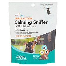 TevraPet Triple Action Calming Sniffer Chicken Flavored Soft Chews for Dogs, 60 count, 13.2 oz