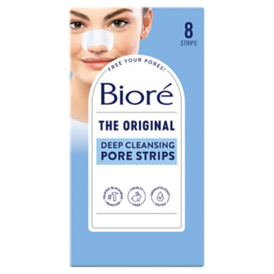 Biore Deep Cleansing Pore Strips, Original, Blackhead Remover Strips, Oil Free, 8 Ct, 8 Each