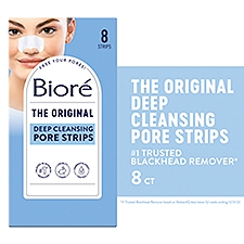 Biore Deep Cleansing Pore Strips, Original, Blackhead Remover Strips, Oil Free, 8 Ct