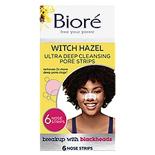 Bioré Witch Hazel Ultra Deep Cleansing, Pore Strips, 6 Each