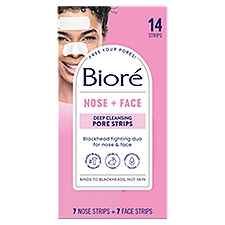 Bioré Nose + Face Deep Cleansing Pore Strips, 14 counts