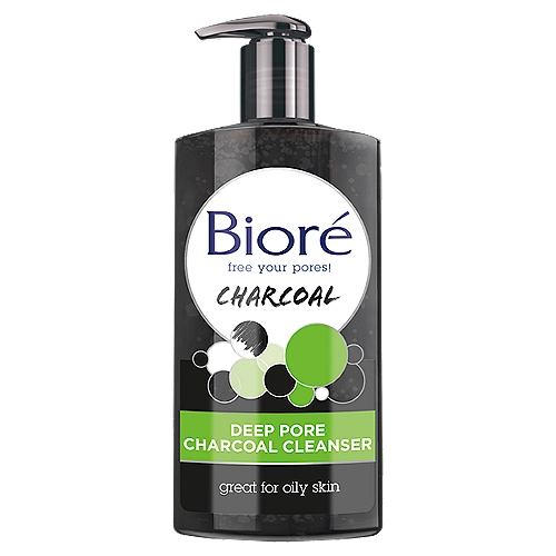 Bioré Deep Pore Charcoal Cleanser, 200 ml
Free your pores!

Deep Porefection!

Let's face it
Charcoal, a common ingredient found in nature, is known for its ability to draw out impurities and trap them.

What it does
Bioré Deep Pore Charcoal Cleanser draws out and traps 2x more dirt & impurities than a basic cleanser, purifying pores to leave your face deeply cleaned and your skin tingly-smooth. Pores are twice as clean after just one use.

Deep cleans 2x better* & naturally purifies
*than a basic cleanser.