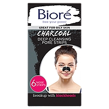 Bioré Charcoal Deep Cleansing, Pore Strips, 6 Each