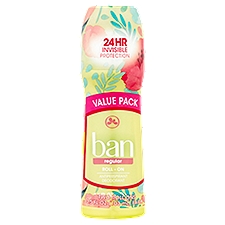 Ban Regular Antiperspirant Deodorant Roll-On Value Pack, 3.5 fl oz, 2 count