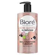 Bioré Rose Quartz + Charcoal, Daily Purifying Cleanser, 6.77 Fluid ounce