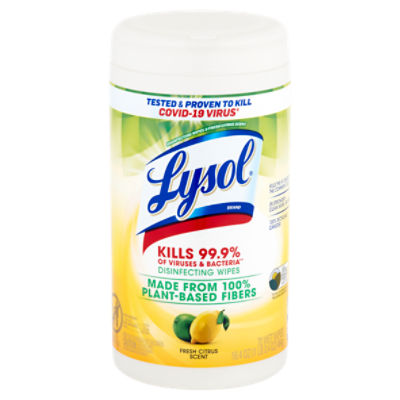 Lysol Fresh Citrus Scent Disinfecting Wet Wipes, 70 count, 16.4 oz