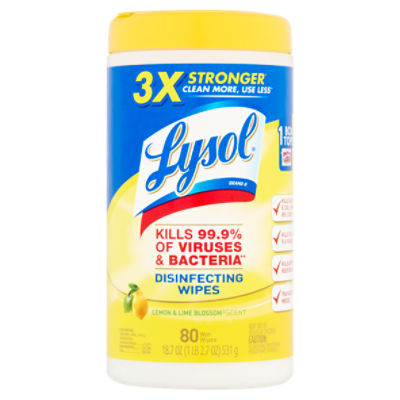 Lysol Lemon & Lime Blossom Scent Disinfecting Wipes, 18.7 oz