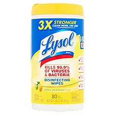 Lysol Lemon & Lime Blossom Scent, Disinfecting Wipes, 80 Each