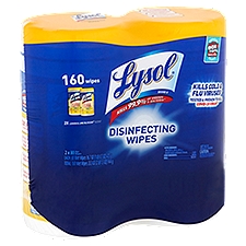 Lysol Lemon & Lime Blossom Scent Disinfecting Wipes, 16.7 oz, 80 count, 2 pack