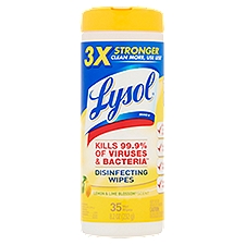 Lysol Lemon & Lime Blossom Scent, Disinfecting Wipes, 35 Each