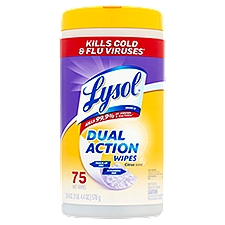 Lysol Dual Action - Disinfecting Wipes, 75 Each