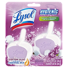Lysol Cotton Lilac Scent with Essential Oils Automatic Toilet Cleaner, 1.41 oz, 2 count
