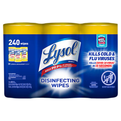 Lysol Lemon & Lime Blossom Scent Disinfecting Wipes, 16.7 oz, 240 count, 3 pack