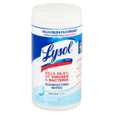 Lysol Crisp Linen Scent Disinfecting Wipes, 80 count, 16.7 oz