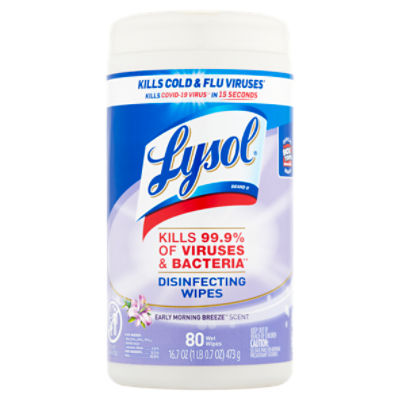 Lysol Early Morning Breeze Scent Disinfecting Wet Wipes, 80 count, 16.7 oz