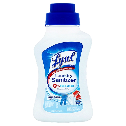 Lysol Crisp Linen Scent Laundry Sanitizer, 41 fl oz
When you wash your clothes in cold water, bacteria can survive. Lysol Laundry Sanitizer is an additive that kills 99.9% of bacteria***. It contains 0% bleach so it's suitable to use with both whites and colors.
Can be used on most fabrics:
✓ Baby clothes
✓ Bedding
✓ Towels
✓ Undergarments
✓ Gym clothes
✓ Delicates
***Kills 99.9% of Staphylococcus aureus and Klebsiella pneumoniae on laundry.