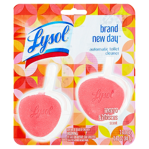 Lysol Brand New Day Mango & Hibiscus Scent Automatic Toilet Cleaner, 2 count, 2.82 oz
