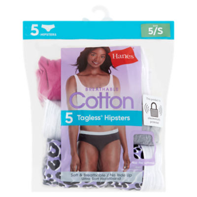 Hanes Breathable Cotton Tagless Hipsters, Size 5/S, 5 count